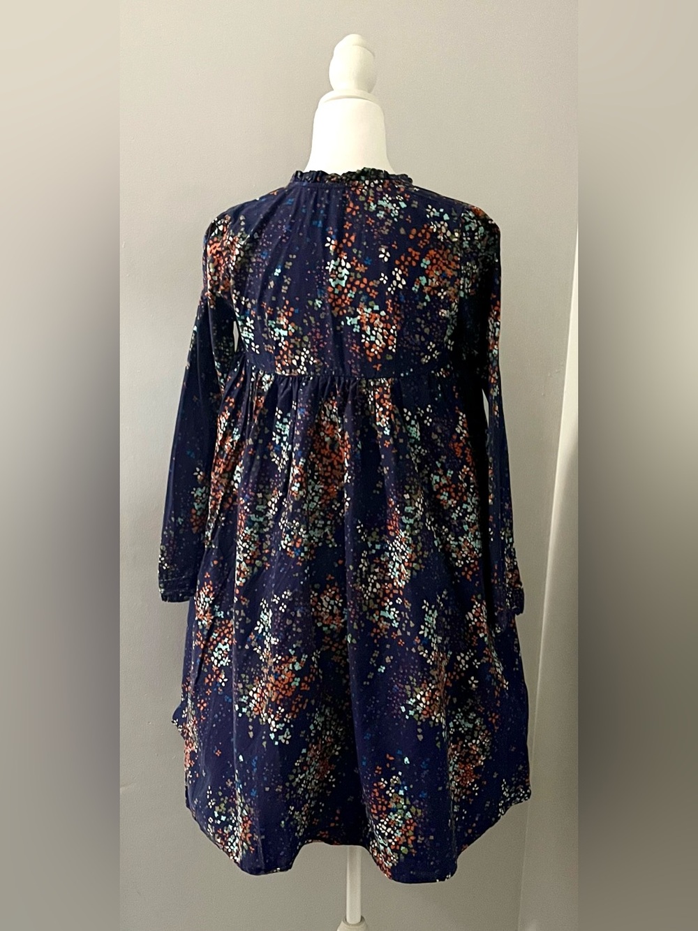 United Colors of Benetton Size XL Girls' Navy Floral Long-Sleeve Dress